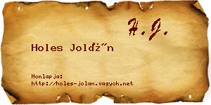 Holes Jolán névjegykártya